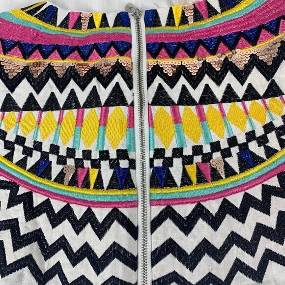 Vivi Party Embroidered Boho Maxi Dress White Sheer Taffeta Skirt Size Medium - Picture 8 of 10